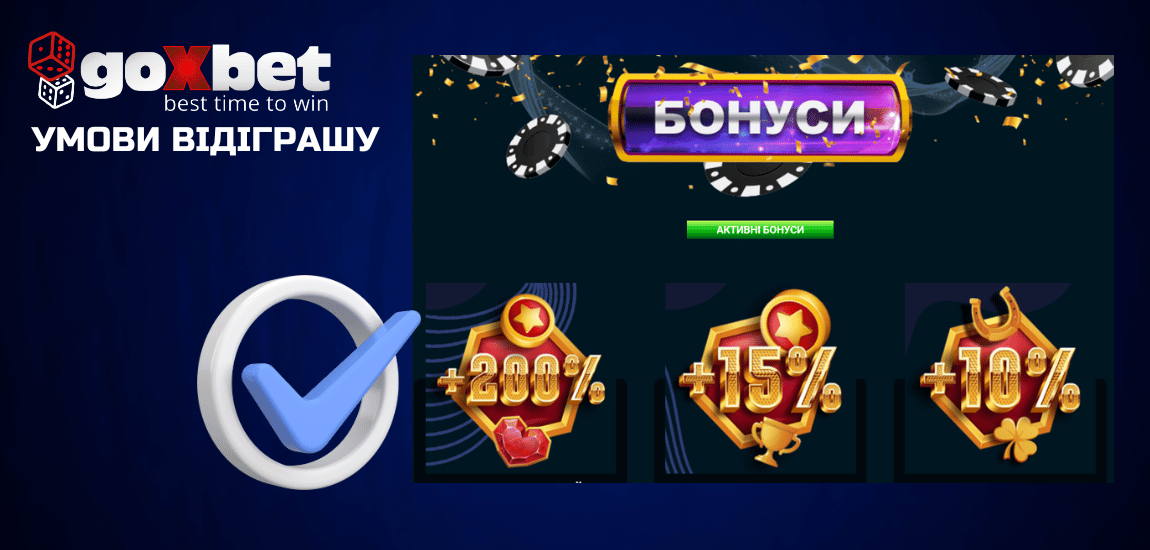 Вимоги до відіграшу та правила бонусів Goxbet